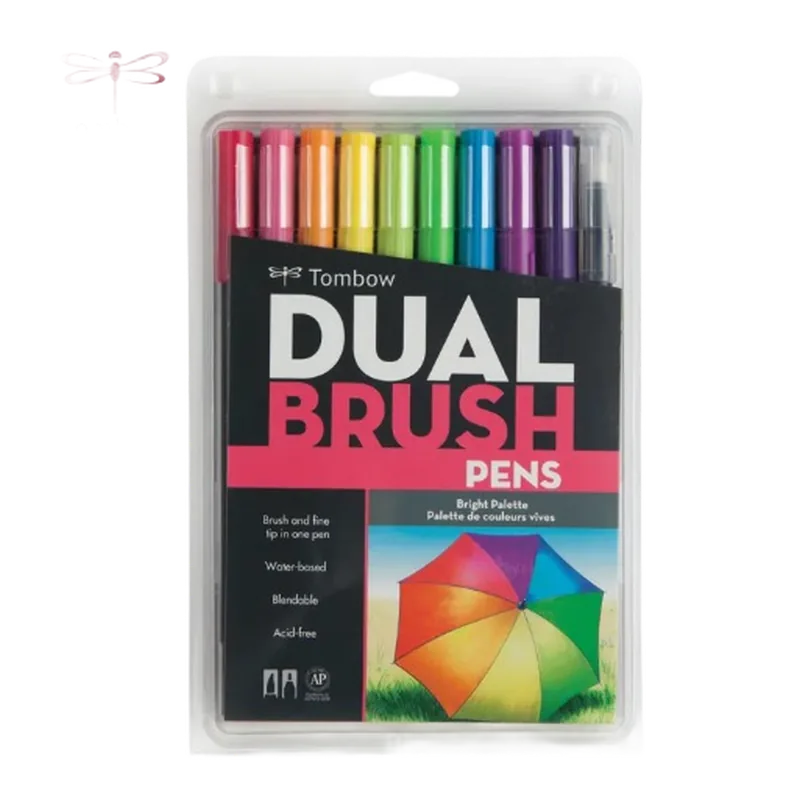 Tombow Dual Brush Pen 10 Color Set Bright Multicolor
