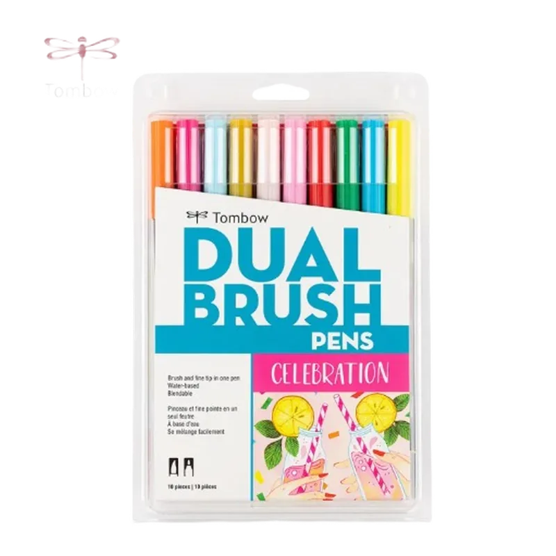 Tombow Dual Brush Pen 10 Color Set Celebration Multicolor