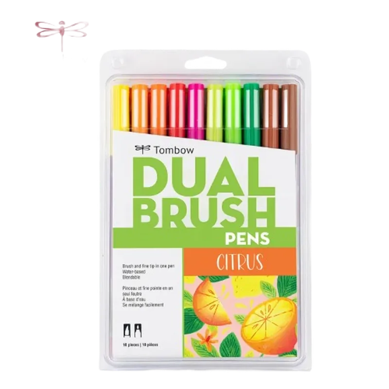 Tombow Dual Brush Pen 10 Color Set Citrus Multicolor