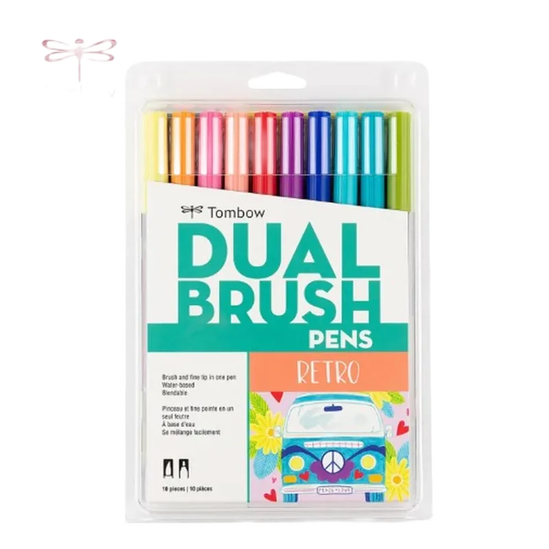 Tombow Dual Brush Pen 10 Color Set Retro Multicolor
