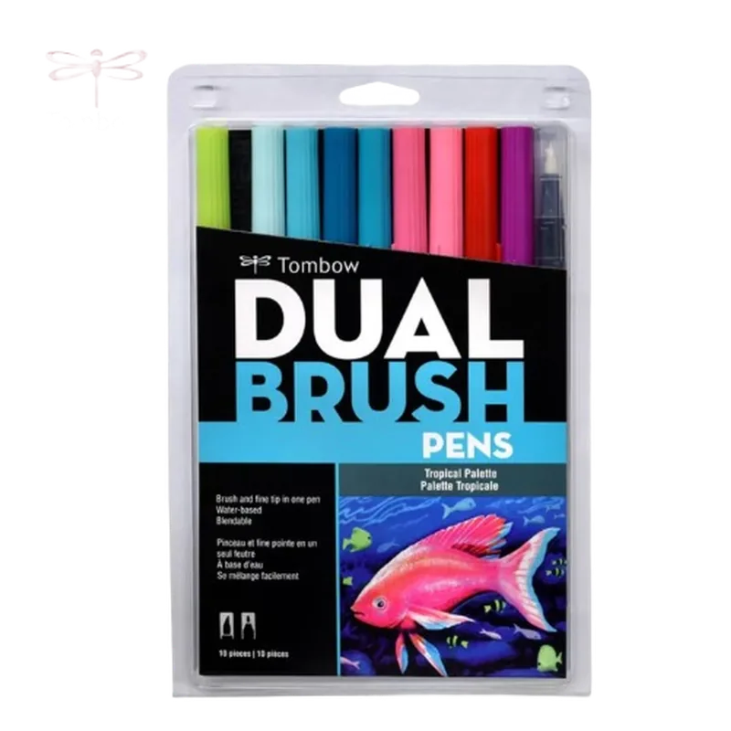 Tombow Dual Brush Pen 10 Color Set Tropical Multicolor