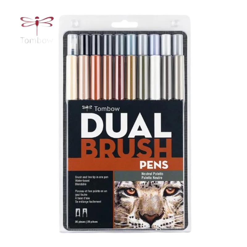 Tombow Dual Brush Pen 20 Color Set Neutral Multicolor
