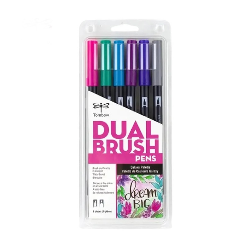 Tombow Dual Brush Pen 6 Color Set Galaxy Multicolor