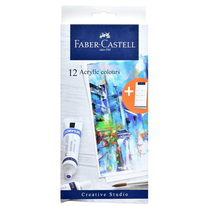 Faber Castell Acrylic Colours 9 ml 12 Shades 1 Pack 9 ml (Pack of 12) Assorted
