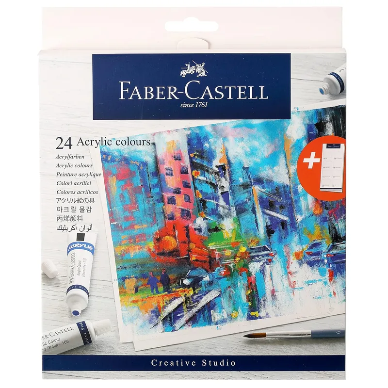 Faber Castell Acrylic Colours 9 ml 24 Shades 1 Pack 9 ml (Pack of 24) Assorted