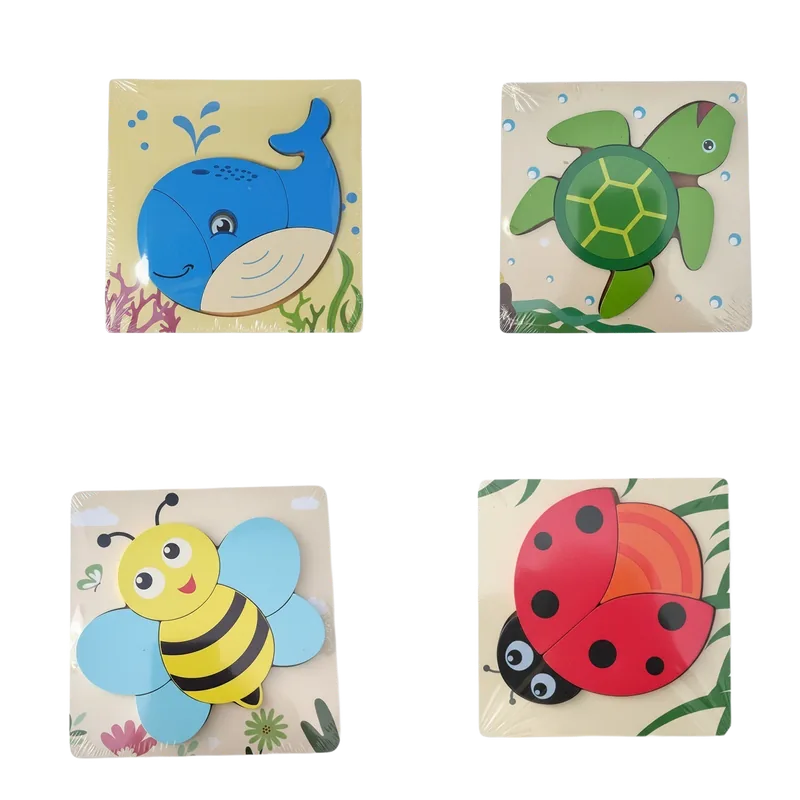 Wooden Jigsaw Puzzle Set | Animal Shape Montessori Toy for Kids | Early Learning Pre-School Educational Game | Birthday Gift for Boys & Girls | 1 Set