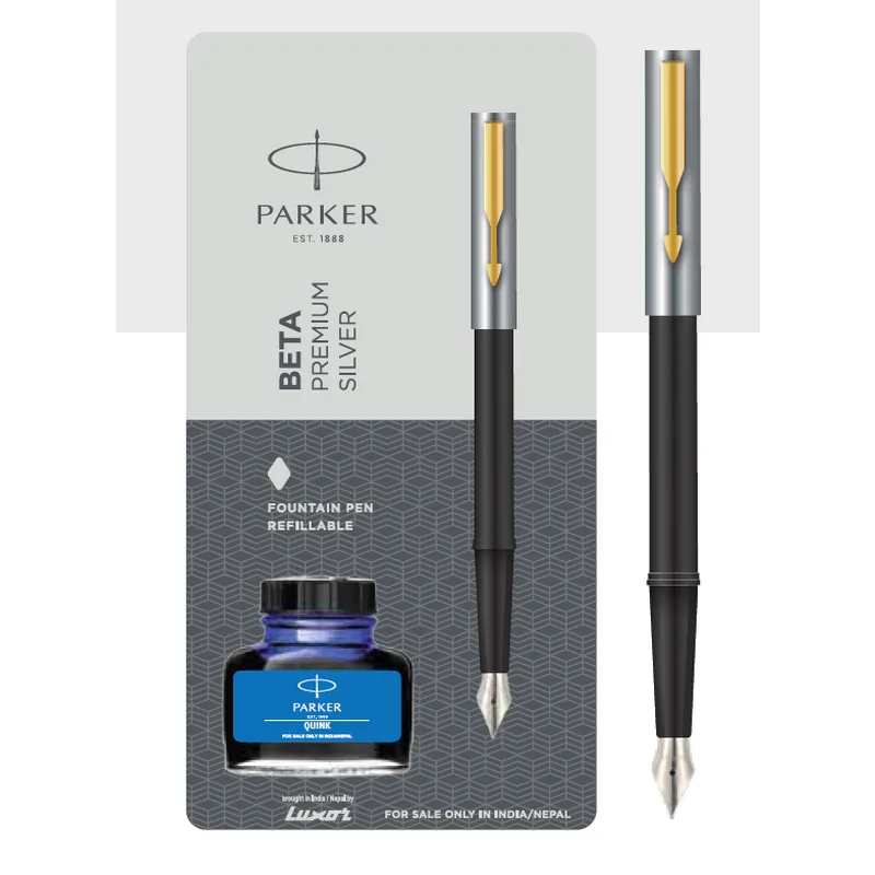 Parker Beta Premium FP with Ink Bottle Silver