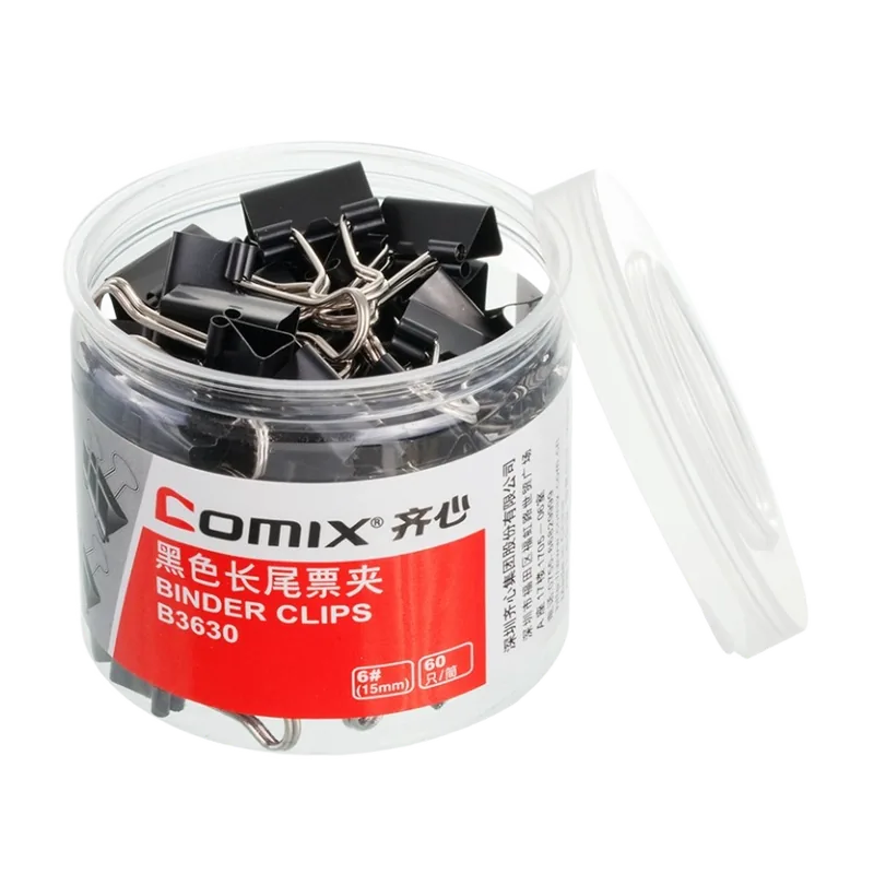 Comix Binder Clips 15mm 1 Box Black