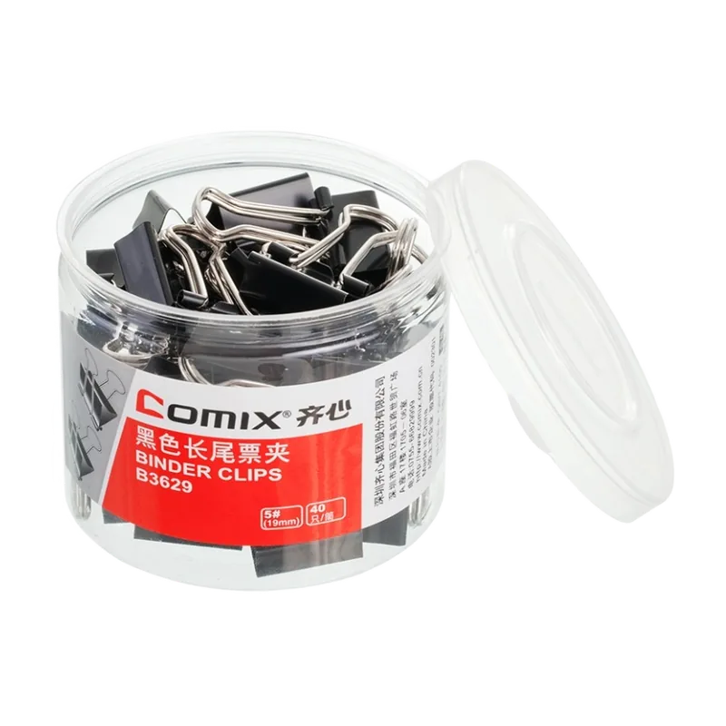 Comix Binder Clips 19mm 1 Box Black