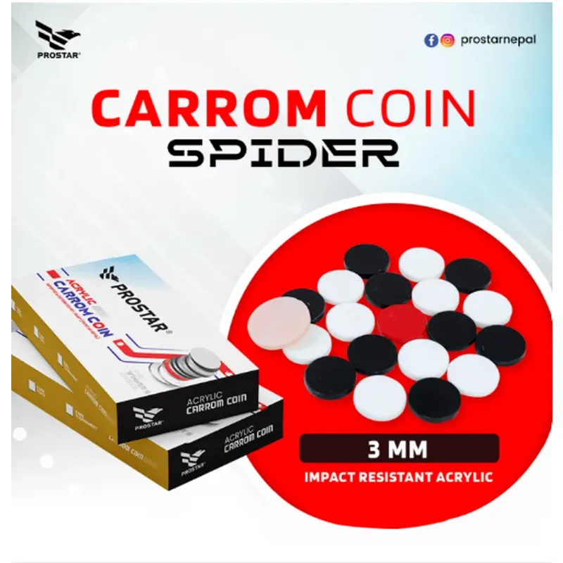 Prostar Acrylic Carrom Coin 3mm White, Black & Red