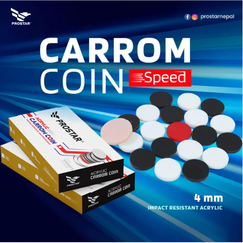 Prostar Acrylic Carrom Coin 4mm White, Black & Red