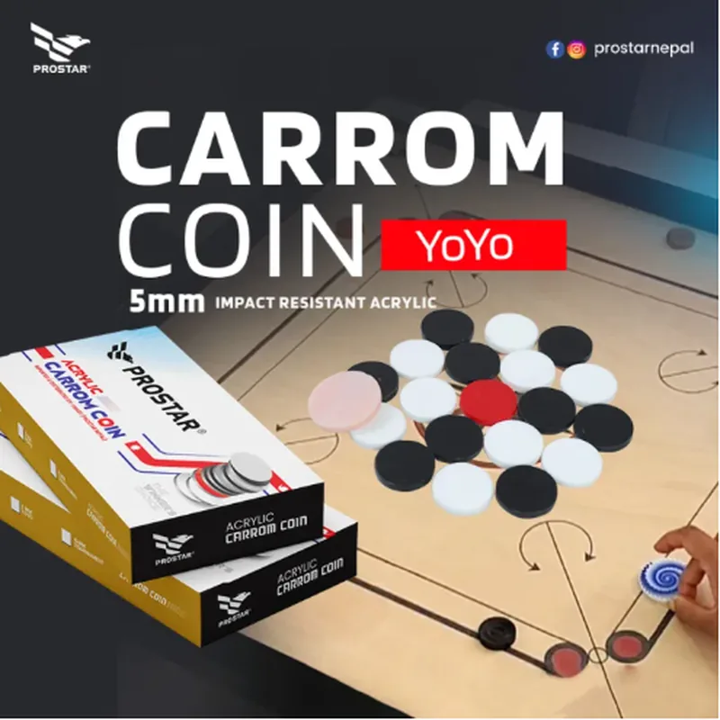 Prostar Acrylic Carrom Coin 5mm White, Black & Red