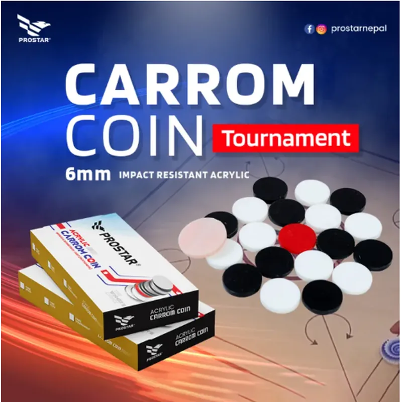 Prostar Acrylic Carrom Coin 6mm White, Black & Red