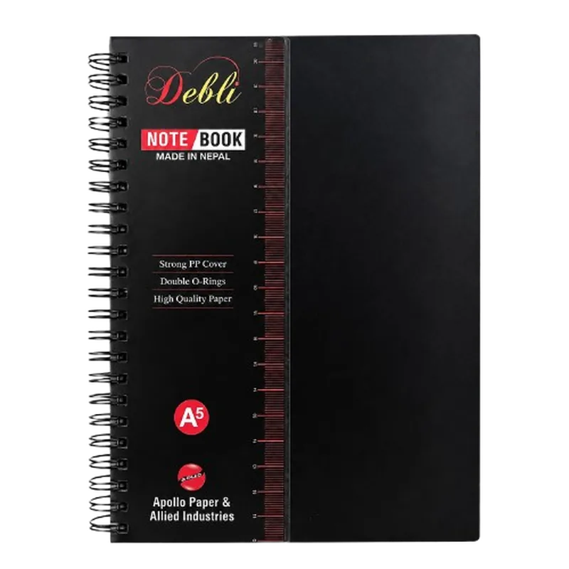 Apollo Debli Spiral Notebook Black Plastic Cover A5 Plastic 80 12 Piece