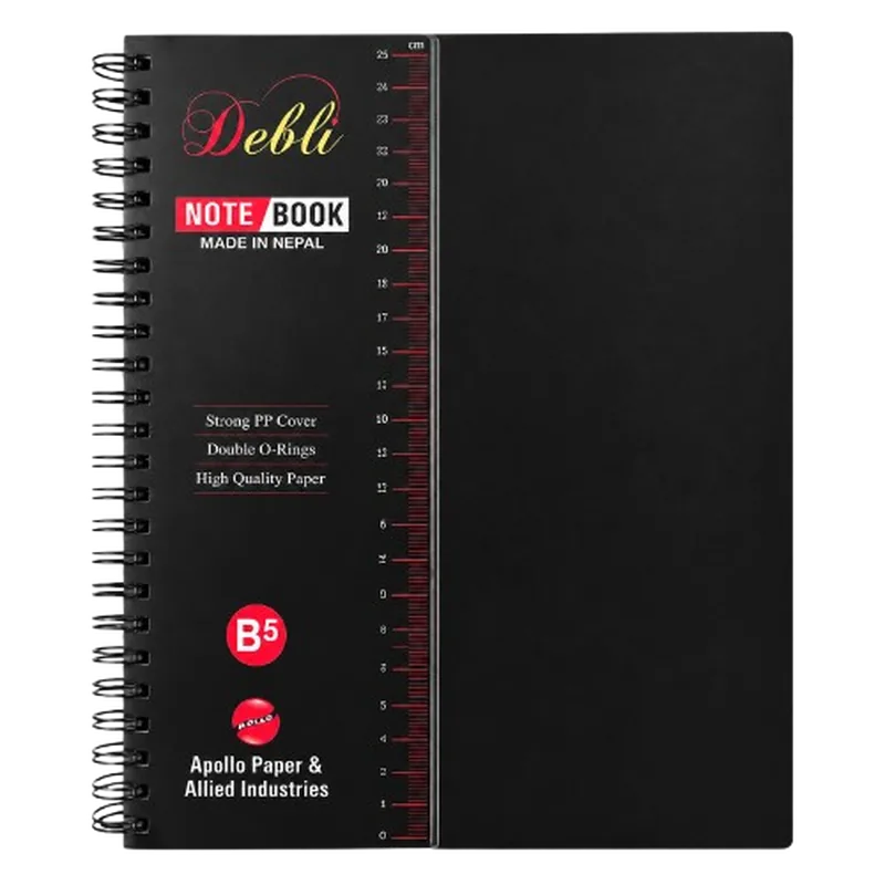 Apollo Debli Spiral Notebook Black Plastic Cover B5 Plastic 40 Black