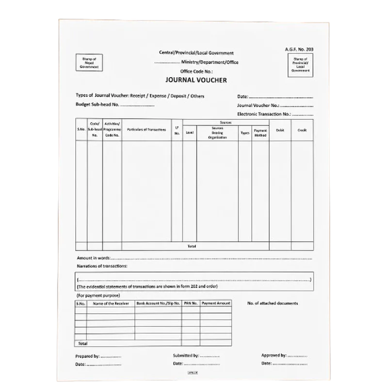 Journal Voucher Sheets 1 Pack