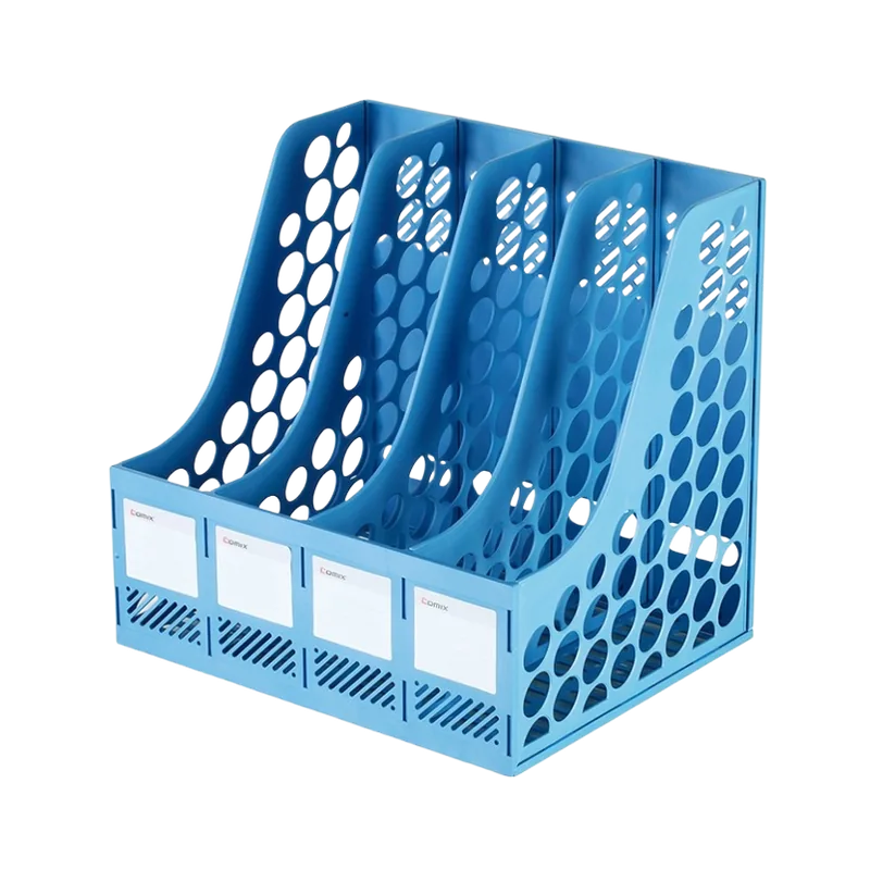 Comix Magazine Holder 4 Compartment Blue