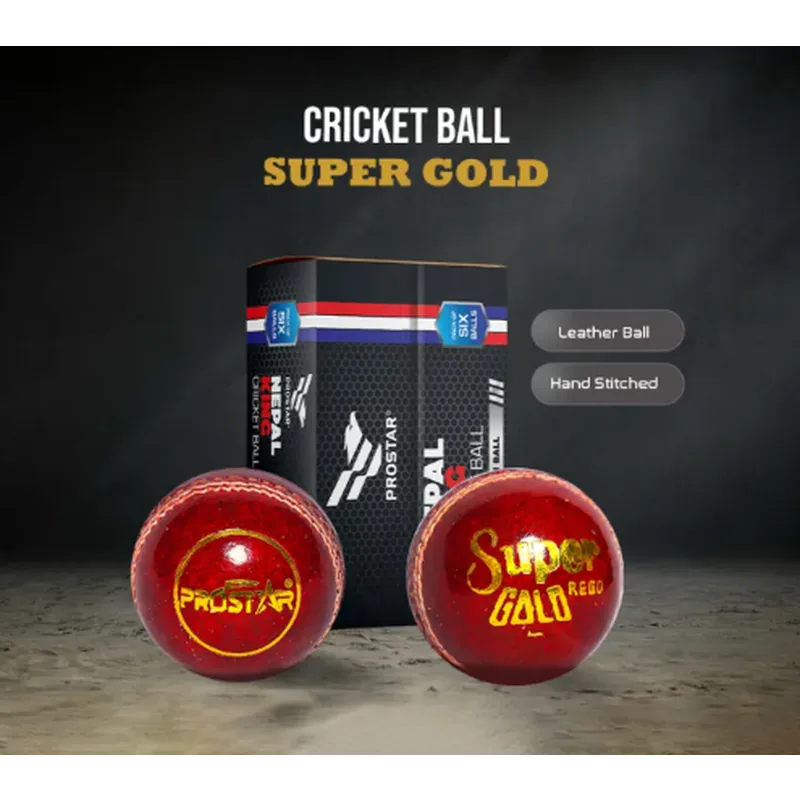 Prostar Leather Cricket Balls 2 Stitch Super Gold 1 Pack Red