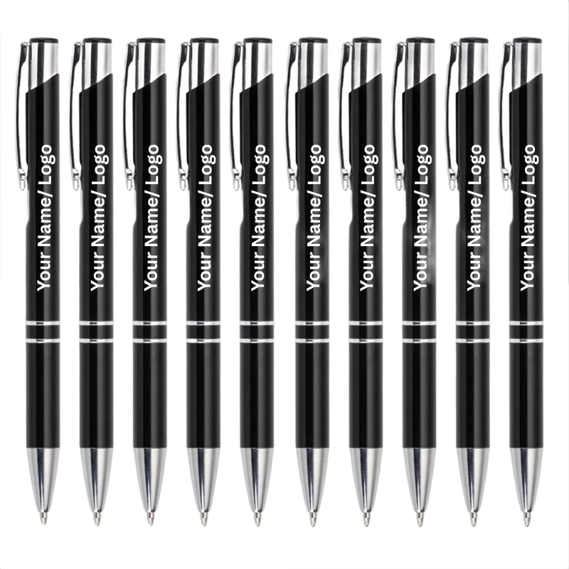 Customizable Personalized Metal Pens Black & Silver