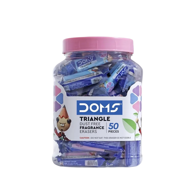 Doms Triangular Dust Free Fragrance Eraser 1 Jar Multicolor