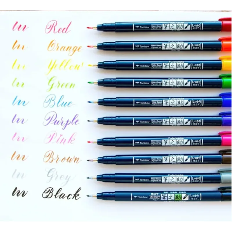 Tombow Fudenosuke Brush Pens Hard Tip Orange 1 Pack