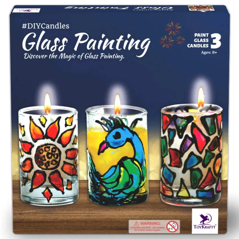 Toykraft DIY Candles Glass Painting Kit Multicolor