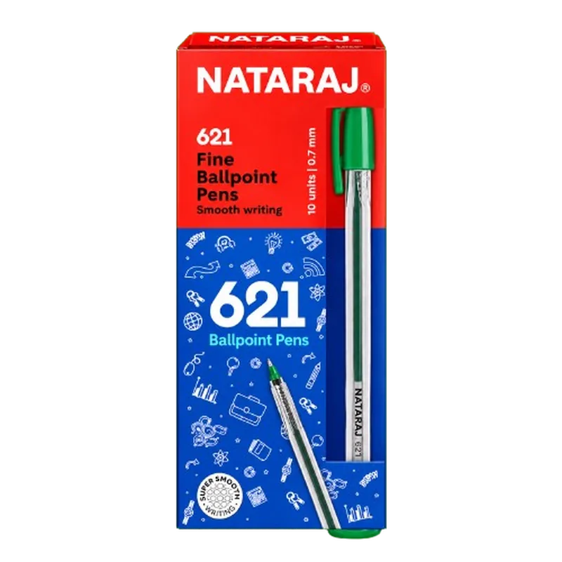 Nataraj 621 Fine Ballpoint Pens Green 1 Pack