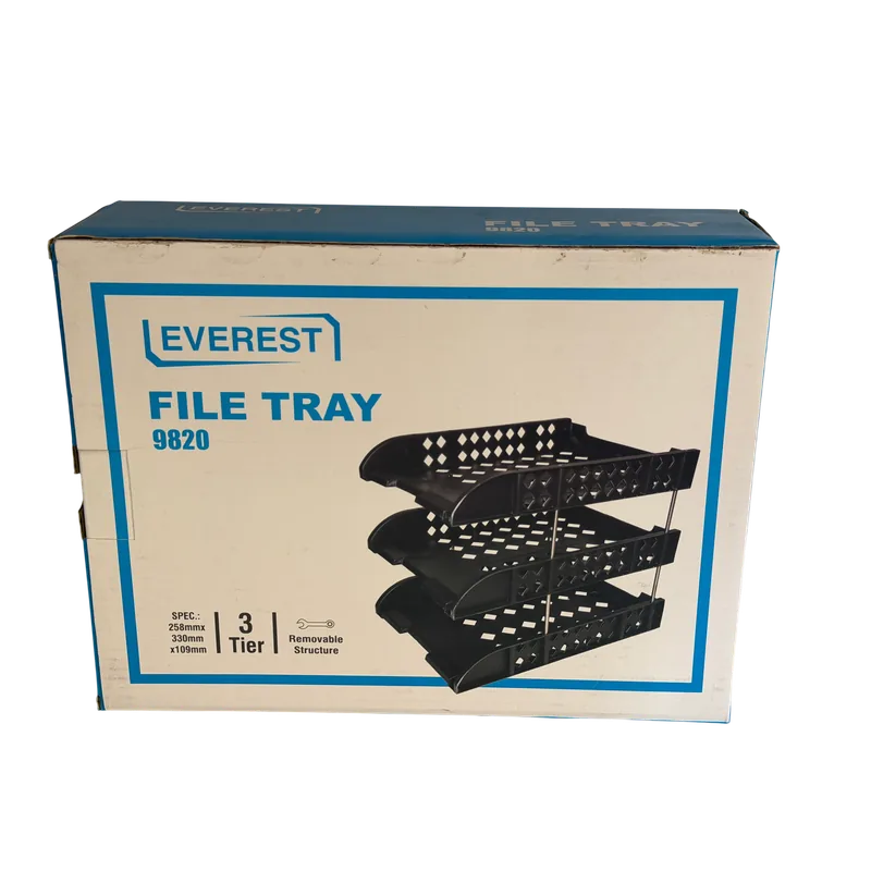 Everest Office File Tray 258mm x 330mm x 109 mm Black