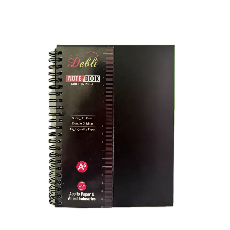 Apollo Debli Spiral Notebook Black Plastic Cover A5 WirO 40 12 Piece