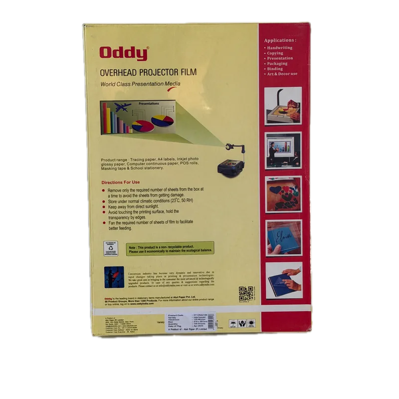 Oddy OHP Transparent Sheets A4 125 microns 100