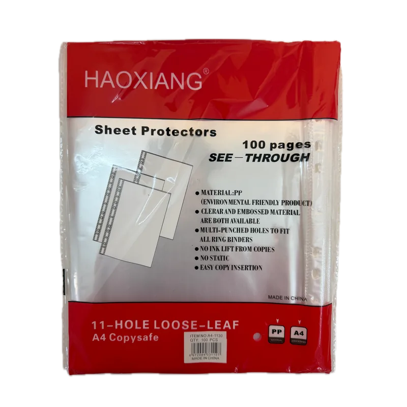 Haoxiang Sheet Protectors 1 Pack A4 Transparent