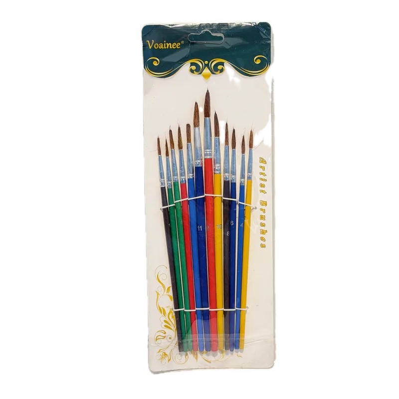 Artist Watercolor Paint Brushes Set 12 pcs | Round Pointed Tip Soft Anti-Shedding Nylon Hair Wood Long Handle | Detail Paint Brush for Watercolor, Acrylics, Ink, Gouache, Oil, Tempera, Paint by Number | 1 Set