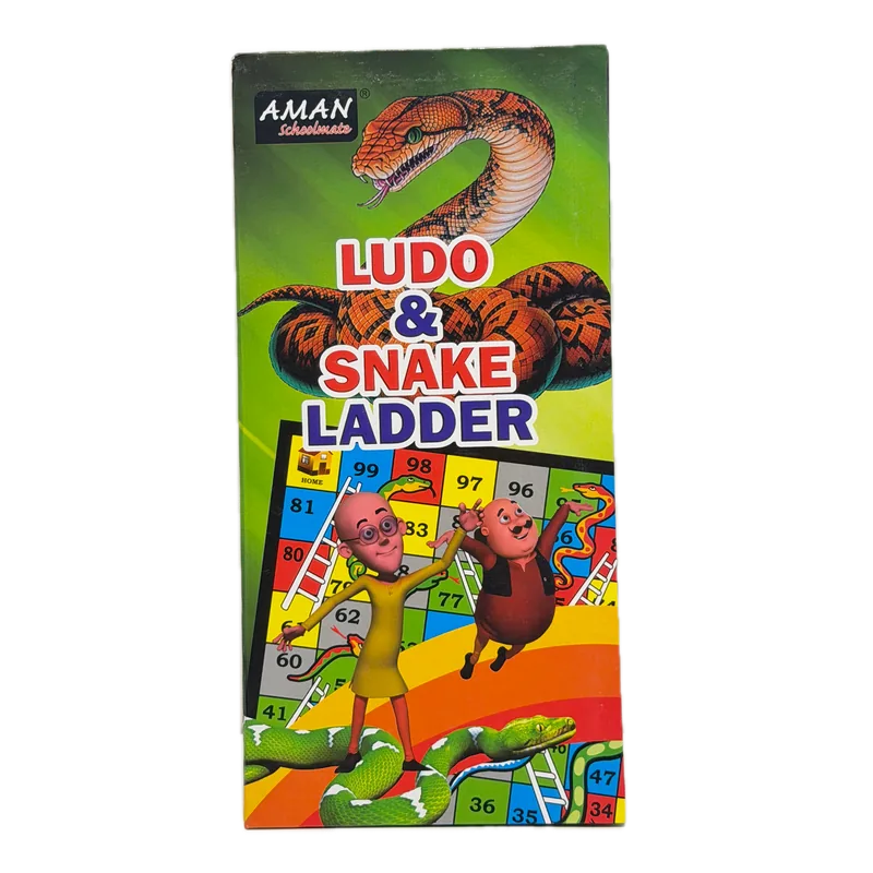 Aman Ludo and Snakes & Ladders Board Game 2-in-1 | Compact Double-Sided Family Game | Fun Travel Game | 4 Players | for Kids and Adults