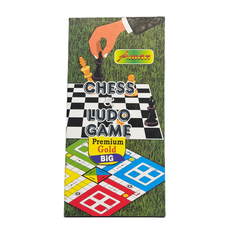 Aman Chess & Ludo Board Game 2-in-1 | Compact Double-Sided Family Game | Fun Travel Game | 4 Players | for Kids and Adults