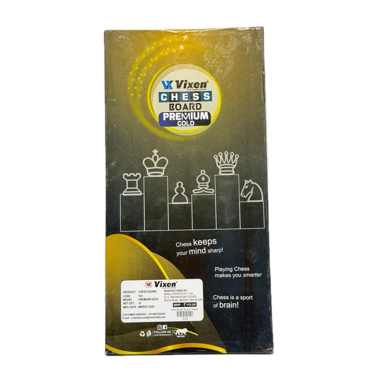 Vixen Chess Board Premium Gold | Strategy Game | Board Game for Kids, Adults, Families, Educational Fun | 2 Players | Family Fun | Learning Activity Toy for Childrens | Gift Set for Kid, Ages 7+ Years