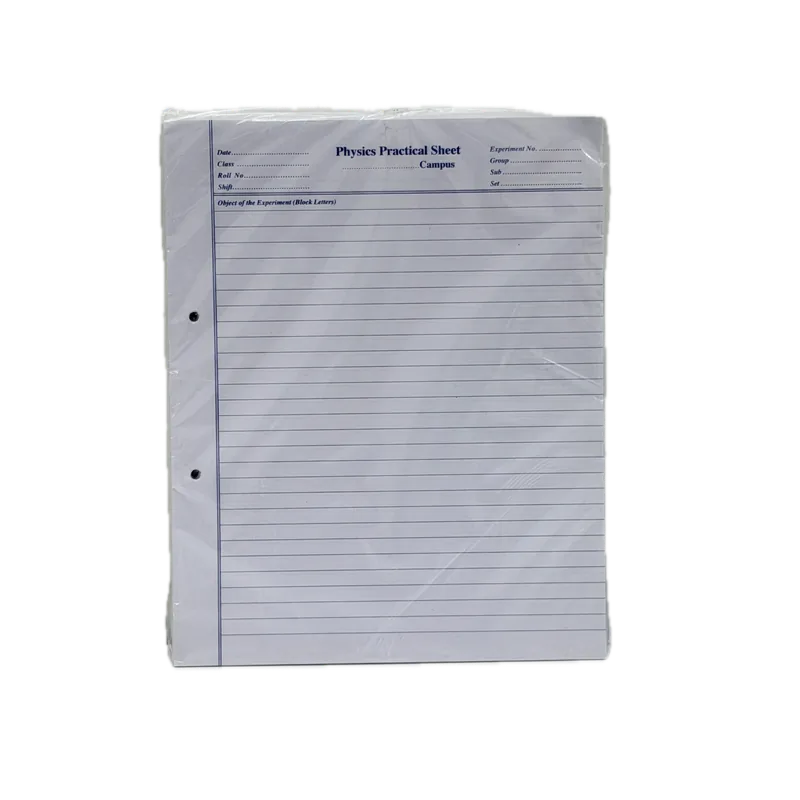 Apollo Physics Practical Sheets 1 Pack 800 Pages Plain & Single Line