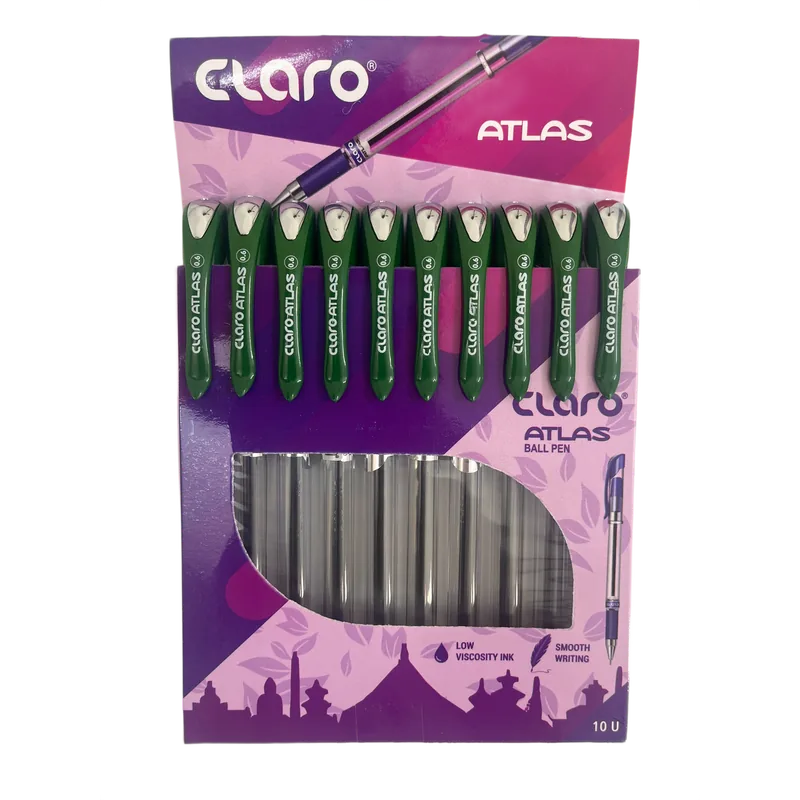 Claro Atlas Ball Pen Green 1 Pack