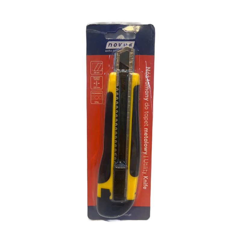Novak 18 mm Plastic Slide Lock Snap-Off Knife | For Office, Home & Professional Use | Steel Blades with Cut-Off Points for Precision | 1 Piece