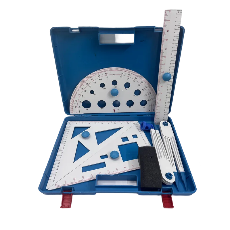 Teacher Geometry Box Set Plastic | Set of 7 Large Classroom Teaching Instruments for School & Coaching Use | 1 Set