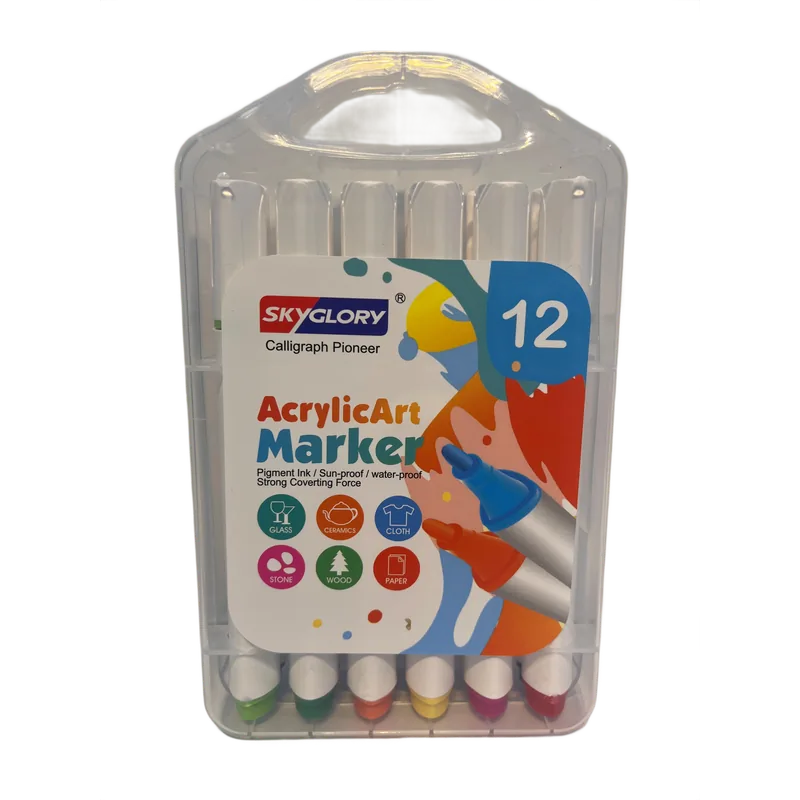 SkyGlory Acrylic Markers 12 Colors 1 Pack Multicolor
