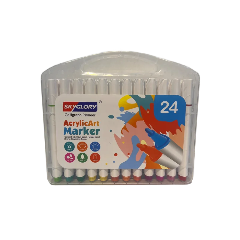 SkyGlory Acrylic Markers 24 Colors 1 Pack Multicolor
