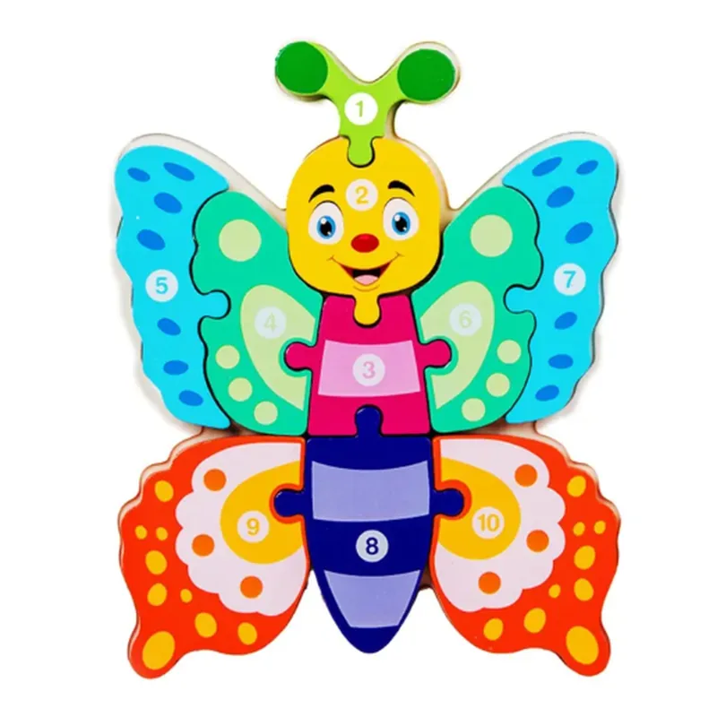 Minico Wooden Jigsaw Puzzle Rectangle Butterfly Multicolor