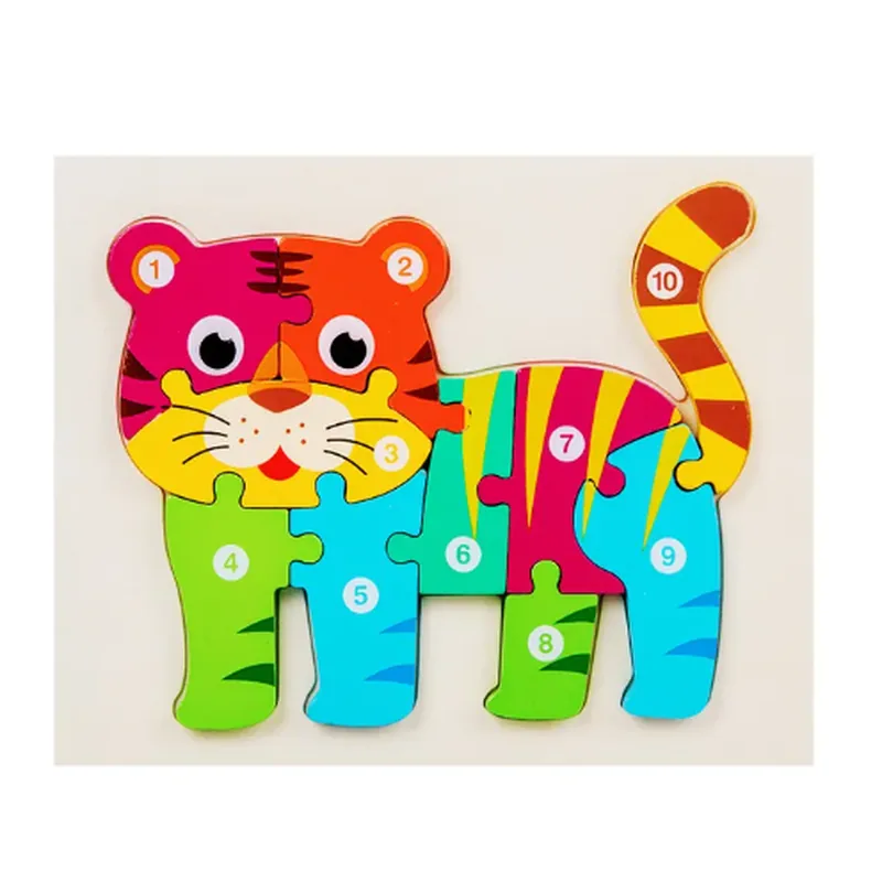 Minico Wooden Jigsaw Puzzle Rectangle Cat Multicolor