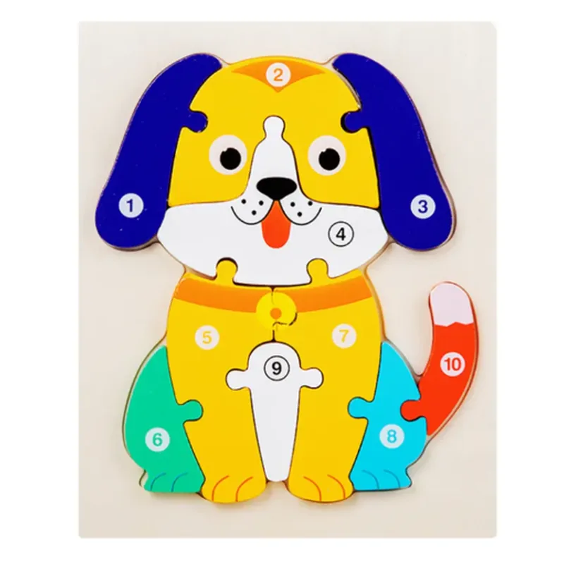 Minico Wooden Jigsaw Puzzle Rectangle Dog Multicolor