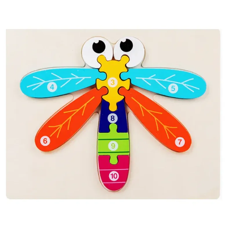 Minico Wooden Jigsaw Puzzle Rectangle Dragonfly Multicolor