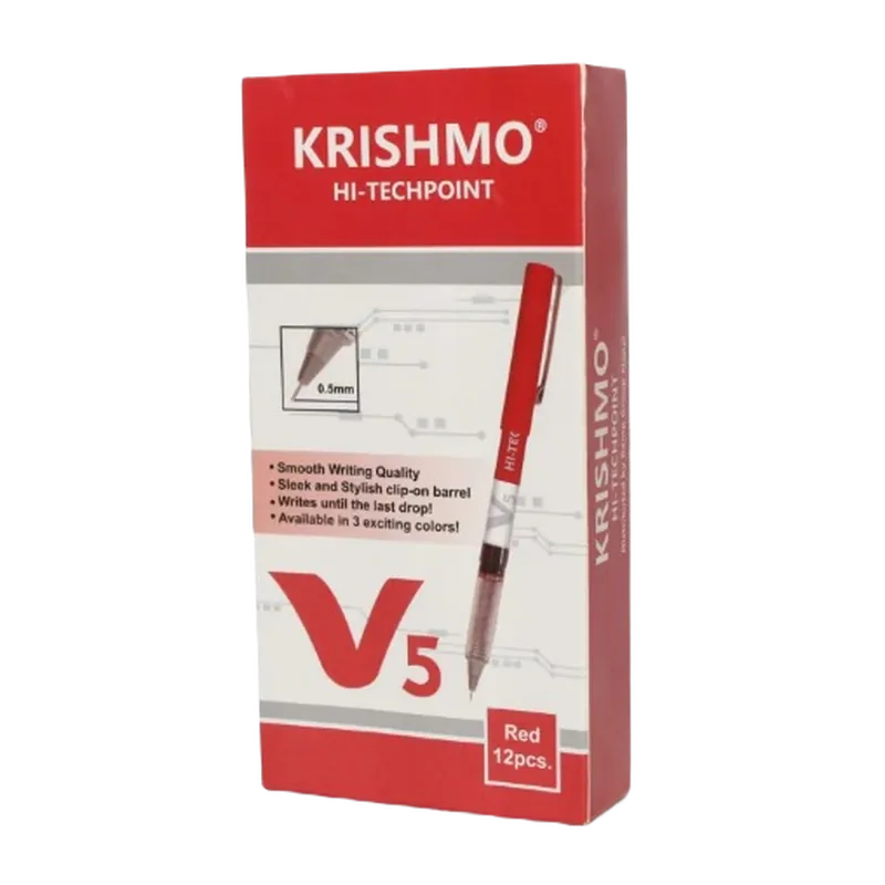 Krishmo Hi-Techpoint V5 Pen Red 1 Pack