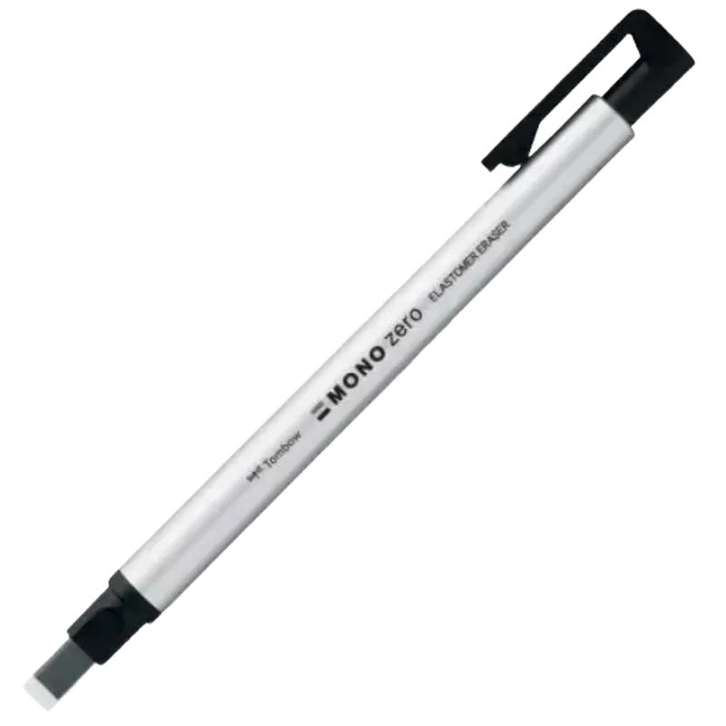 Tombow Mono Zero Eraser Pen Type Flat Rubber Tip Silver
