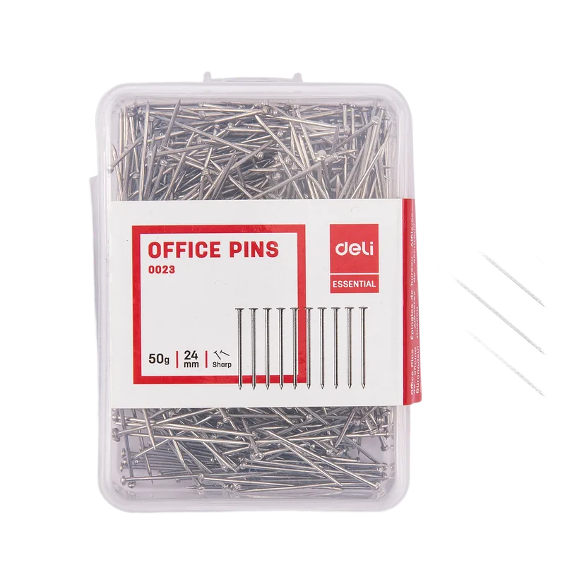 Deli Office Pins 1 Box 24 mm Silver