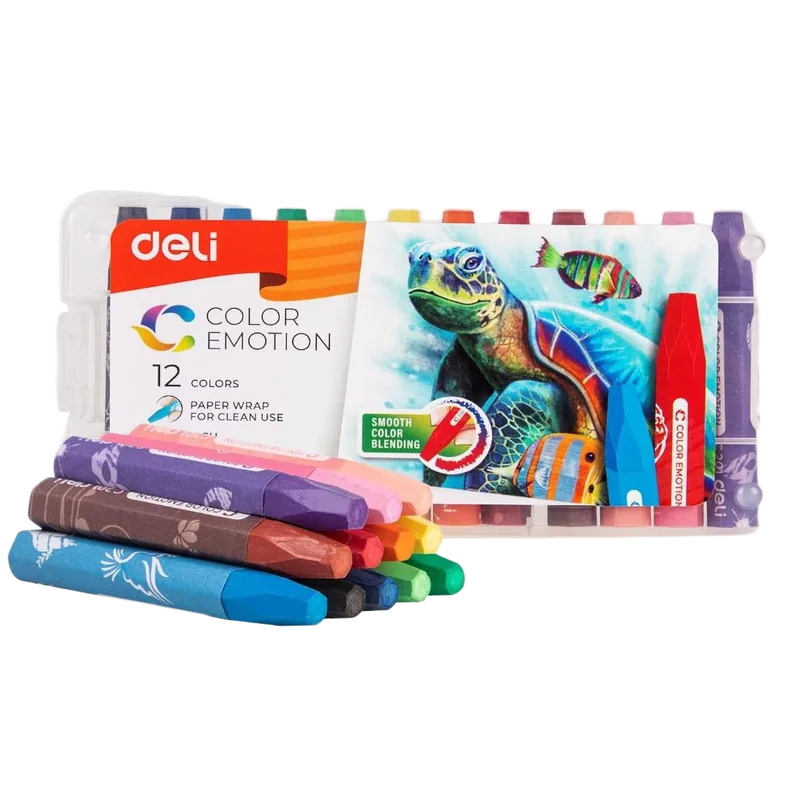 Deli Oil Pastels 12 Colors 1 Pack Assorted