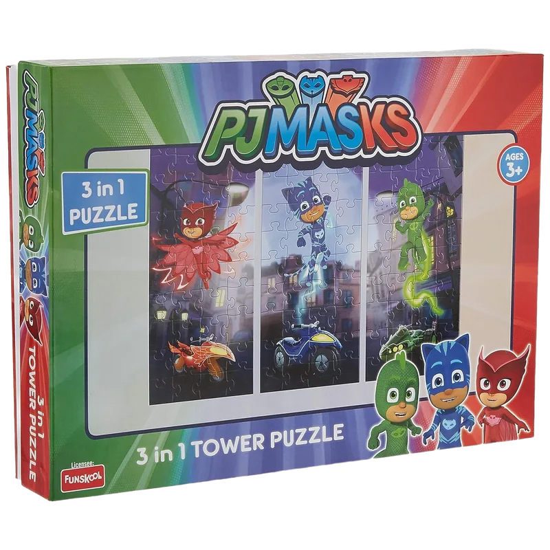 Funskool 3-in-1 PJ Masks Tower Puzzle Multicolor